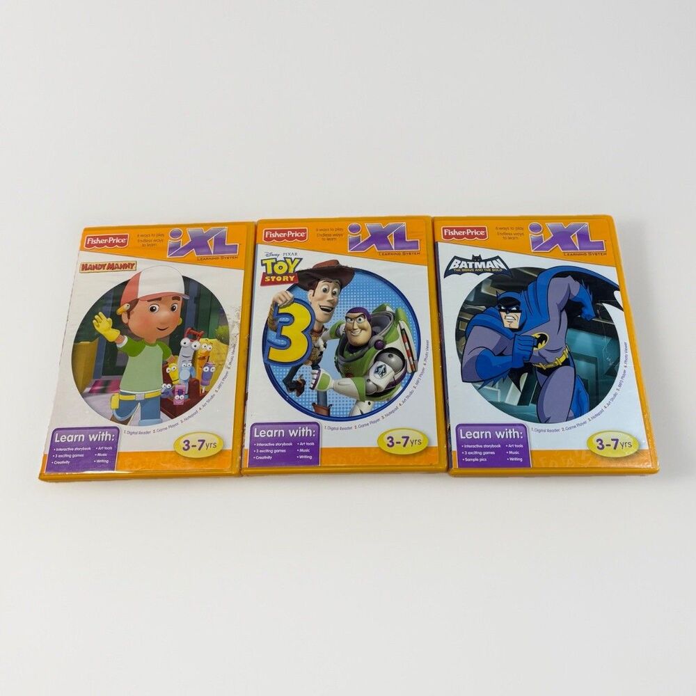 Lot of 3 Fisher-Price iXL Learning System Toy Story 3 Batman Handy Manny